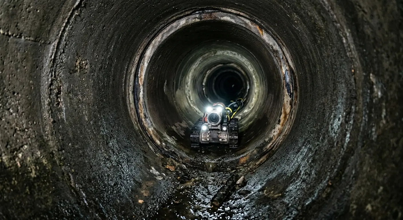 Robotic sewer camera inspecting pipe interior for Sewer Line Repair in Londonderry